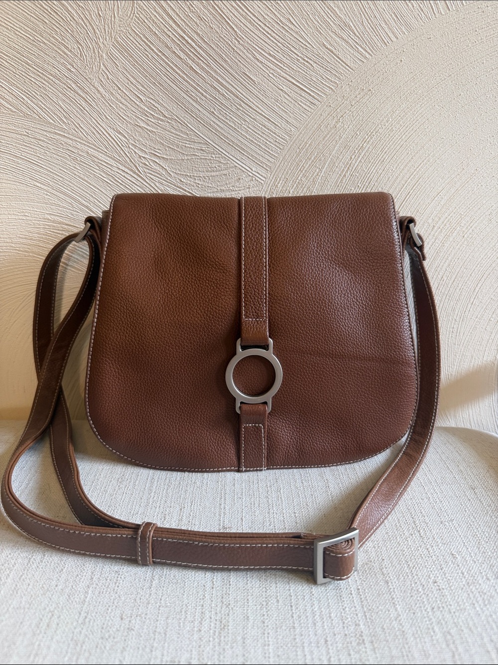 Mossimo Brown Leather Crossbody with Ring Accent